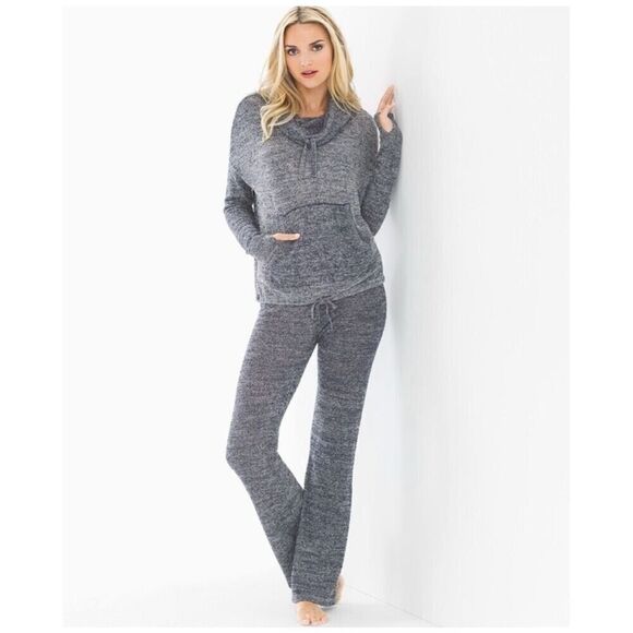 Barefoot Dreams Cozy Chic Lite Pebble Beach Pullover Hoodie Gray/Blue XL Soft - Picture 2 of 15